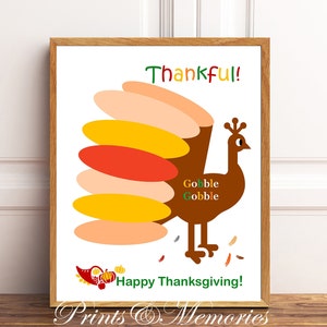 Turkey Craft for Family/Kids, Thanksgiving wall art, Turkey art Printable, Fun Thanksgiving Activity, Thankful, Instant download 8x10 image 3