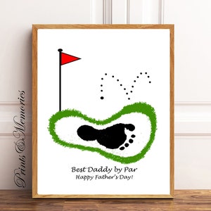 Best Daddy by Par, Golf Footprint, Father&#39;s Day Gift for Dad 2023, Footprint Keepsake, Baby Footprint art, Gift for Dad.