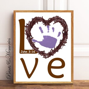 John 3:16, Easter Religious craft, Christ centered activity, Christian wall art, Bible verse, Love Handprint art, Sunday School activity.