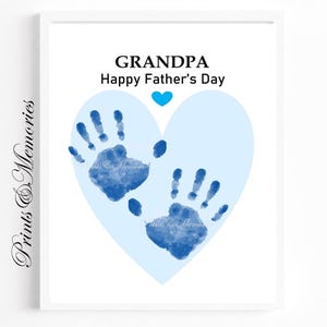 Regalo para abuelo, Feliz Día del Padre, arte con huella de mano del abuelo, regalo de nieto, manualidad para bebé niño pequeño, huella de mano DIY.