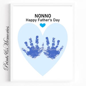 Presente para o Nonno, arte com impressão de mão para o Dia dos Pais, artesanato do Nonno, presente de uma criança pequena. Cartão faça você mesmo com impressão de mão, presente para o Dia dos Pais.