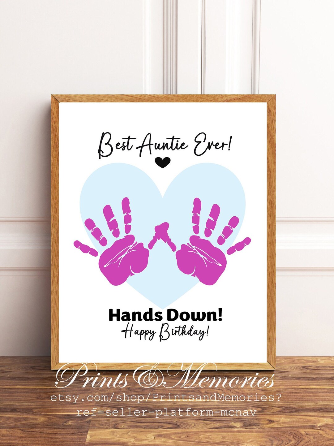 Gift for Aunt, Best Auntie Ever Hands Down Handprint Art, DIY Art Card ...