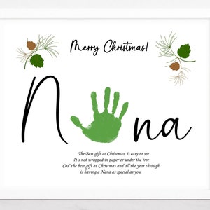 Weihnachtsgeschenk für Nana, Basteln Handabdruck Gedicht, DIY Karte Memory Andenken, Baby Kleinkind Basteln.