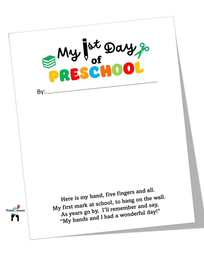 My First Day Of Preschool Poem Handprint Art First Day Of Etsy Uk