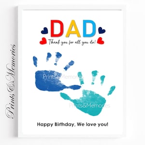 Geburtstagsgeschenk für Papa, Geschwister oder einzelnes Kind Geschenk, Handabdruck Kunst Vorlage, Danke für alles, was Sie tun, Ich / Wir lieben Sie Handabdruck Handwerk.