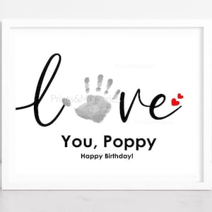 Geburtstagsgeschenk für Poppy/Pops, Poppy, Liebe, Handabdruck, Geschenk vom Enkelkind, DIY Karte, Handabdruck