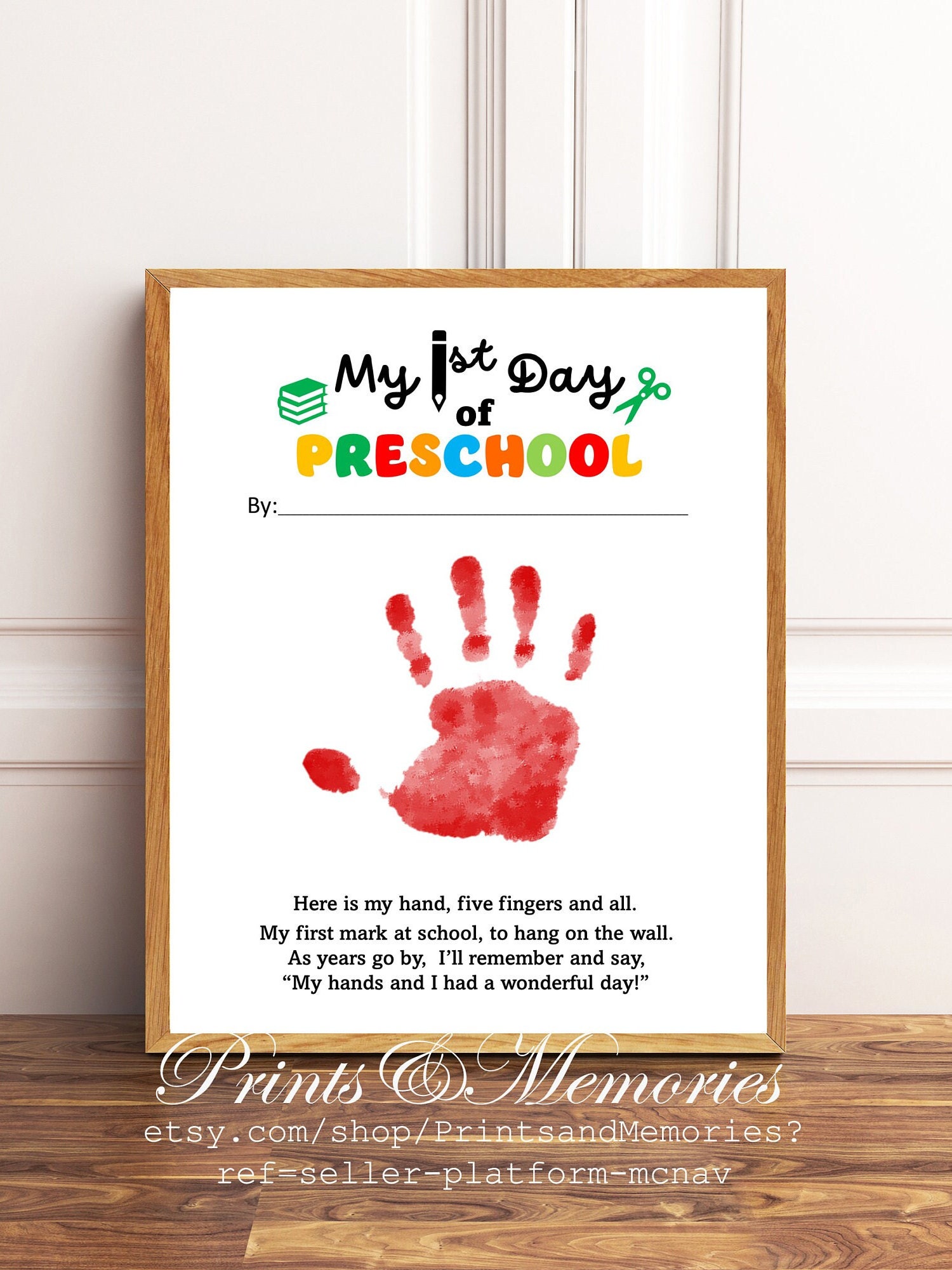 My First Day of Preschool Poem Handprint Art First Day of Etsy