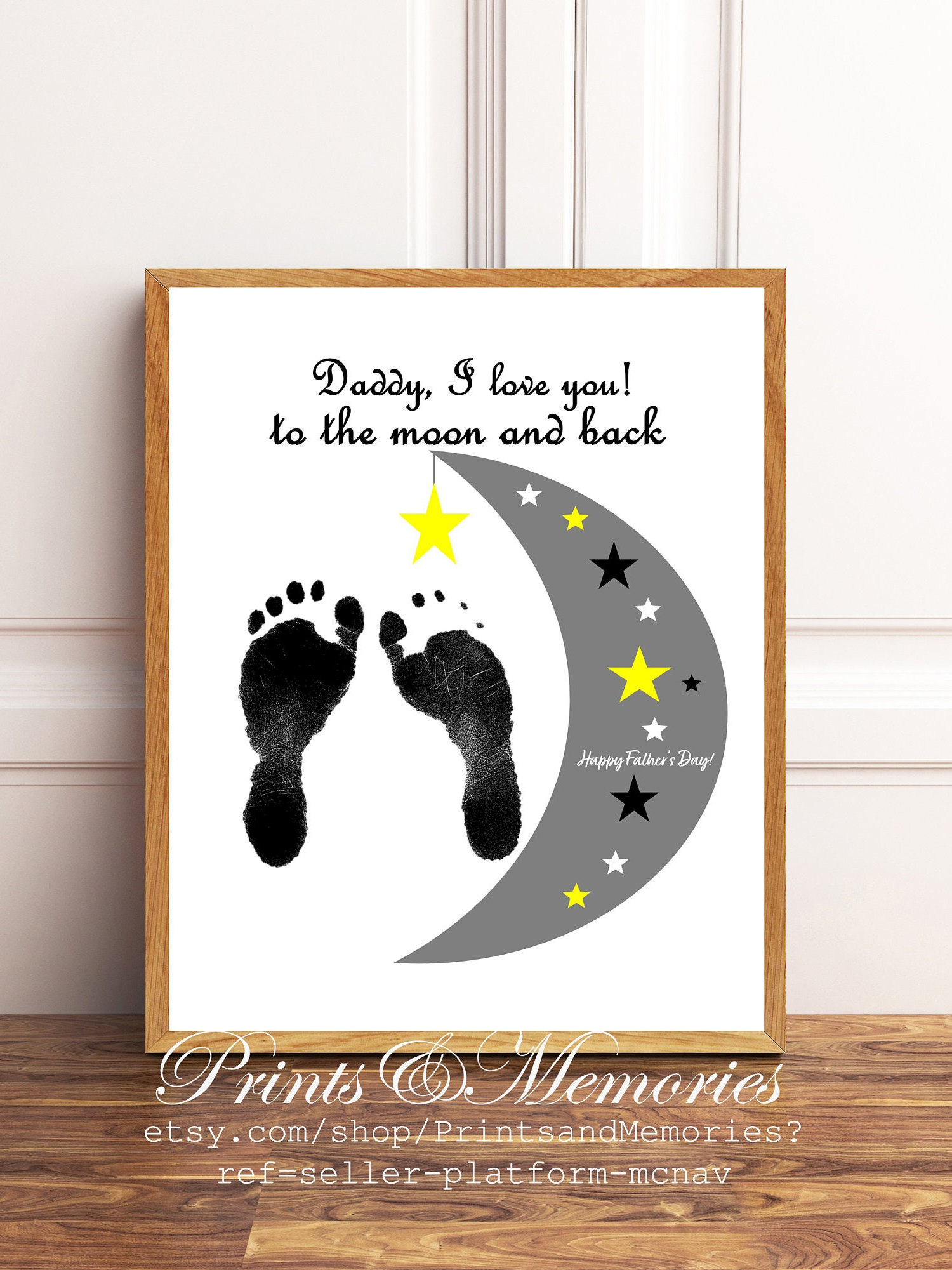I Love You to the Moon and Back Footprint Art Baby Keepsake photo image