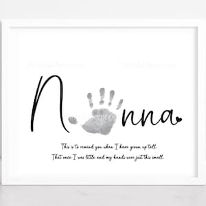 Cadeau voor Nonna, handafdruk kunstgedicht, verjaardags-/moederdagcadeau, doe-het-zelfkaart, kleinkind cadeau, knutselen babypeuter.