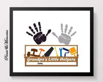 Grandpa/Papa's Little Helpers Handprint art, Tools Handprint crafts, Handprint art, Fathers' Day gift from grandkids, Printable DIY