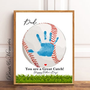 Empreinte de main de baseball, grande capture, cadeau de fête des pères pour papa, cadeau de papa sportif, empreinte de main de baseball, artisanat de fête des pères imprimable