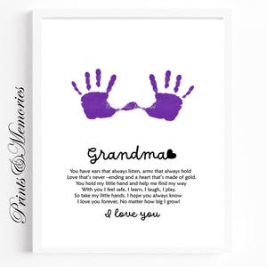 Oma Handabdruck Kunst Gedicht, Muttertag / Geburtstagsgeschenk, Handabdruck Kunst Andenken, Geschenk vom Enkel / von der Enkelin, Besonderes Geschenk für Großmutter.