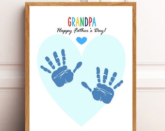 Grandpa, Father's Day Gift for Grandpa, gift from grandchild/grandchildren, baby toddler kid Keepsake, Handprint art. DIY art card.