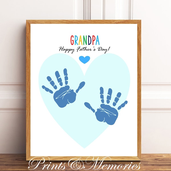 Grandpa, Father's Day Gift for Grandpa, gift from grandchild/grandchildren, baby toddler kid Keepsake, Handprint art. DIY art card.