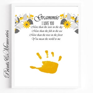 Grammie Handabdruck Kunst, Muttertagskarte, Baby Kleinkind Kind Handwerk, DIY Handabdruck Kunstkarte, Geschenk für Grammie.