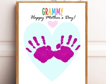 Grammy, Mother's Day gift for grandma, Handprint art, Keepsake, Mother's Day craft for kids, DIY handprint.