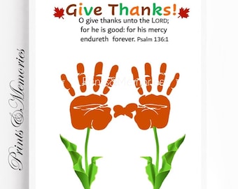 Thanksgiving Handprint Craft, Bible Verse Art, Sunday School Activity (Digital File)
