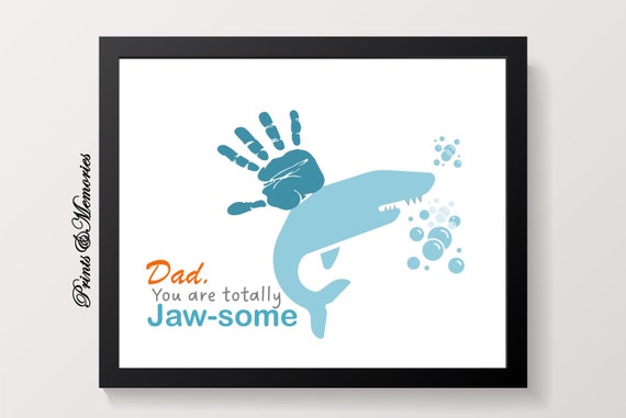 Grandpa Shark Handprint Footprint Art Craft Kids DIY Gift for 