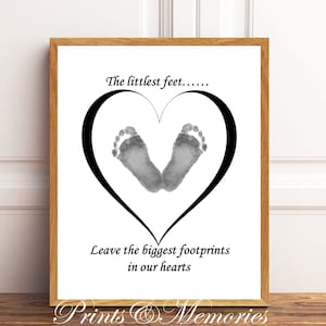 Baby Fußabdruck Kunst, Die kleinsten Füße hinterlassen die größten Fußabdrücke, Herzschablone, Muttertag/Valentinstag/Geburtstag/Baby shower DIY Karte.