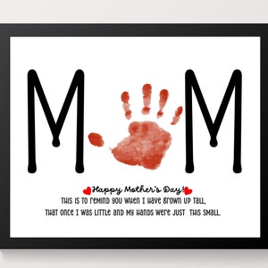 Mom Handabdruck Kunst Gedicht, Muttertag Handabdruck Kunst, MOM, Baby Kleinkind Kind Handwerk, DIY Handabdruck Kunstkarte, Vorschulaktivitätshandwerk.