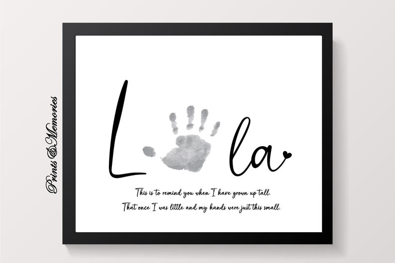 Gift for Lola, Handprint Art Poem, DIY Handprint Art Card, Baby Toddler