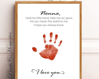 Nonna Handprint art, Mother's Day/Birthday gift, Nonna Handprint craft, DIY  art card, Baby toddler kid art. Printable, gift for Nonna.