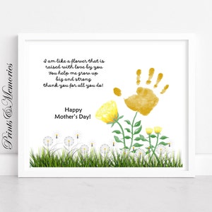 Wildblumen Handabdruck Kunst, Muttertag Handabdruck Handwerk, ich wachse wie eine Blume Gedicht, DIY Karte, Baby Kleinkind Kind, Vorschule, Kindertagesstätte Handwerk