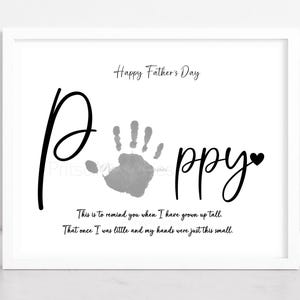 Poppy Handprint art Poem, Gift for Poppy from grandkid, DIY Handprint art, Baby toddler kid craft, Father&#39;s Day craft, Printable Template.