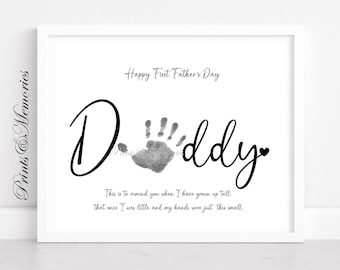 Happy First Father&#39;s Day | Dad Gift from Baby | Handprint Keepsake | DIY Father&#39;s Day Craft | Printable Baby Gift for Dad