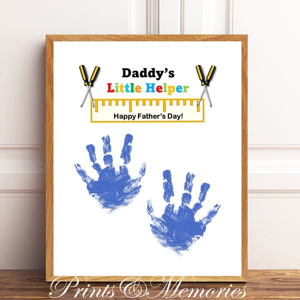 Daddy's Little Helper/Helpers, Vaderdag ambacht voor kinderen, Tools Handprint kunst, DIY Handprint, kind/broer/zus cadeau voor papa, Grappig, schattig cadeau