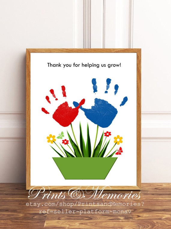 Thank You for Helping Me/us Grow Flower Handprint Art Baby | Etsy