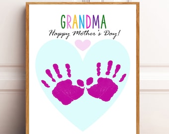 Impronta artistica della mano della nonna per la festa della mamma (file digitale)
