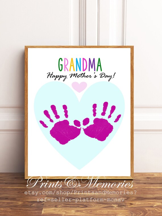 Grandma Gift, Gifts for Grandma From Grandkids, DIY Gift From Kids,  Handprint Art, Mother's Day Gift, Handprint Keepsake 