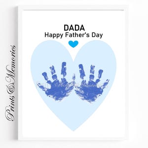 Presente para o papai, arte com impressão de mão para o Dia dos Pais, artesanato para o papai, presente de bebê e criança pequena. Cartão faça você mesmo com impressão de mão, presente para o Dia dos Pais, para imprimir.