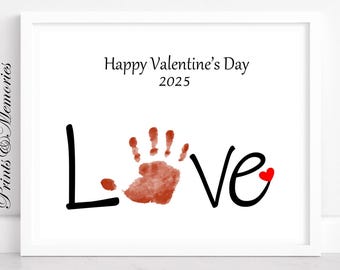 Happy Valentine&#39;s Day 2025, Love Handprint, memory keepsake, simple valentines gift, baby toddler kid craft, Preschool activity, mom gift.