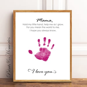 Poème d'empreinte de main de maman, artisanat de fête des mères pour bébé enfant en bas âge, souvenir d'art d'empreinte de main. Carte artistique DIY, cadeau petit-enfant.