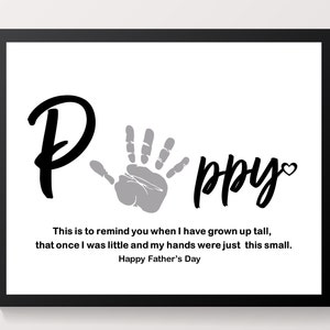 Poppy Handprint art Gedicht, Vaderdag ambacht voor baby peuter kind, cadeau voor Poppy, Handprint art Keepsake, DIY art card.