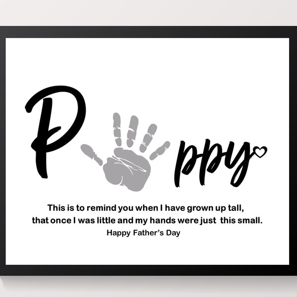 Poppy Handprint art Poem, Father's Day craft for baby toddler kid, gift for Poppy, Handprint art Keepsake, DIY art card.