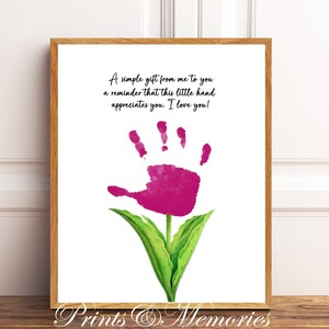 Arte de la huella de la mano de flores, cumpleaños del Día de la Madre, ideas de regalos de la tía maestra, manualidades para niños pequeños, actividad preescolar de educación en el hogar.