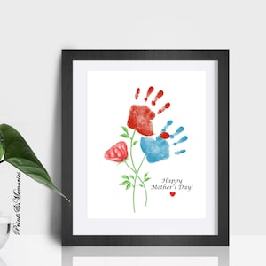 Artesanato de Dia das Mães para crianças, impressões de mãos de flores, cartão de arte DIY, artesanato para bebês, presente para mãe, tia, avó, amigos, presente para filha/filho.