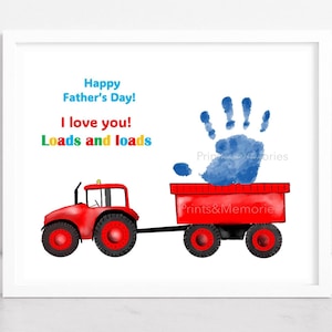 Regalo del Día del Padre para papá, arte con huellas de tractor, te amo muchísimo, actividad divertida, manualidad para el Día del Padre, regalo para abuelo, etc.