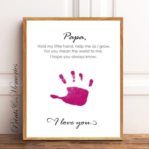 Gift for Papa/Pap, Hold  my little hand poem, Handprint art Keepsake, DIY card Handprint art, Baby toddler craft, Father's Day/Birthday gift