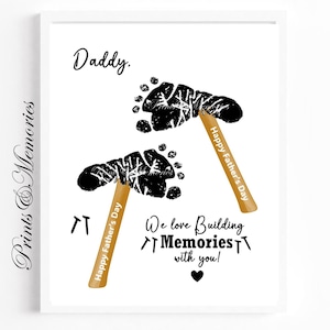 Cadeau voor papa van kinderen, we houden ervan om samen met jou herinneringen op te bouwen, hamervoetafdrukkunst, tweeling, cadeau voor broer of zus, voetafdrukken babypeuter, doe-het-zelf.
