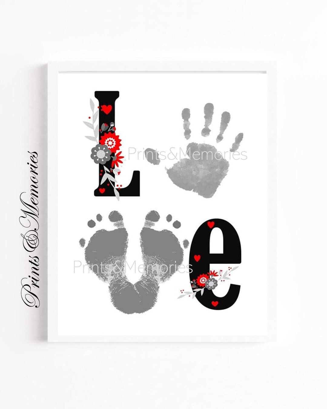 Love Handprint Footprint Art Keepsake, Valentine's Day Printable ...