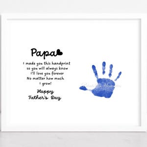 Gift for Papa, Handprint art Poem, Papa Handprint, Father's Day craft, DIY Printable art card Keepsake.