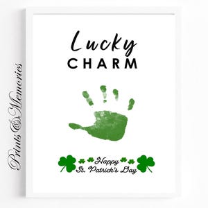 Lucky Charm, Handprint art, Clover Handprint, St. Patrick's Day craft, Printable Template, Preschool activity, DIY Handprint Keepsake.