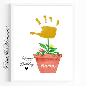 Geburtstagsgeschenk für Nana, Blumen Handabdruck Kunst, Geburtstagsgeschenk für Nana, Geschenk vom Enkelkind, DIY Kunstkarte.