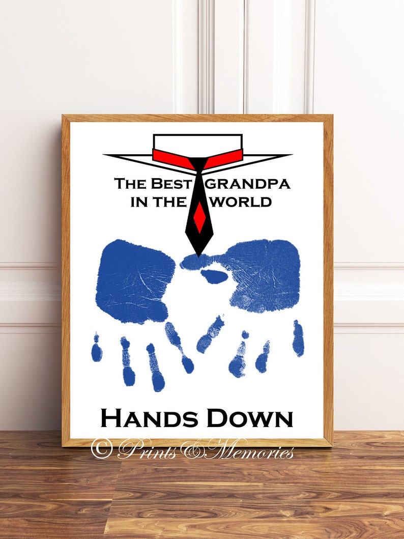 Best Grandpa in the world, Hands down, Best grandpa handprints, Happy Father's Day, Handprints, INSTANT DOWNLOAD. image 1