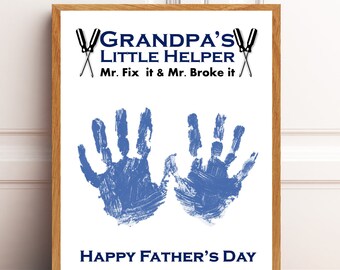 Grandpa's/Papa's Little Helper/Helpers, 2 versions available, Father's Day gift for Grandpa, kids craft, Handprint art, Keepsake.