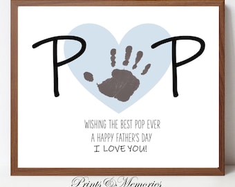 Father's Day gift for grandpa, Pop, Handprint art keepsake, Father's Day craft for kids, DIY Handprint, Printable, Instant Download 10x8